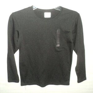 V Sport Long Sleeved T-Shirt Boys Size L (14-16) Black Cotton Blend Stretchy NEW